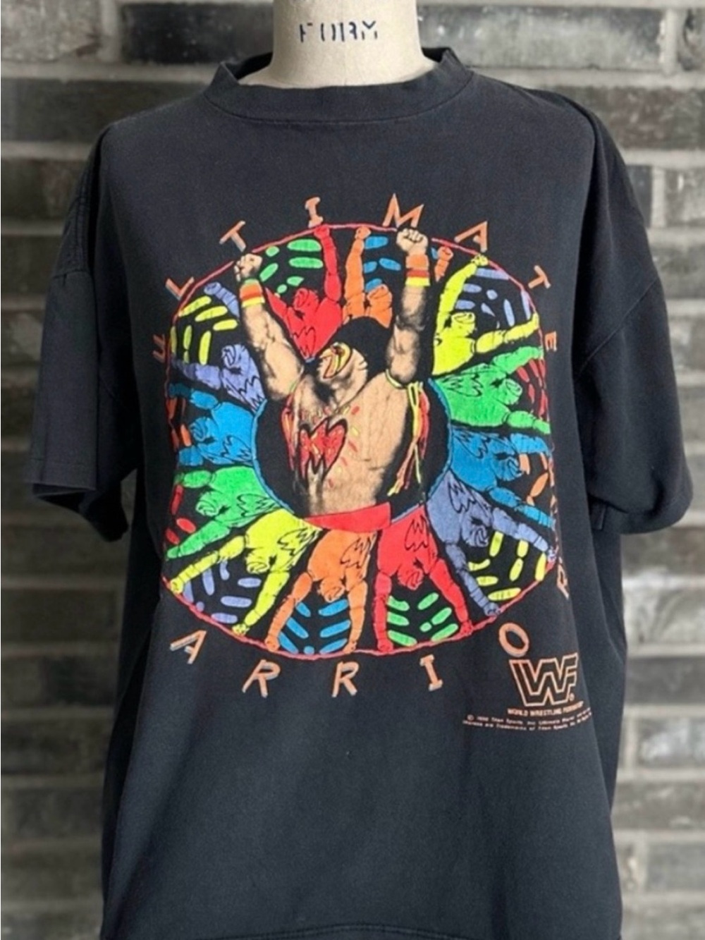 Vintage 1990 WWF Ultimate Warrior Single Stitch Wrestling T-Shirt Large USA Made